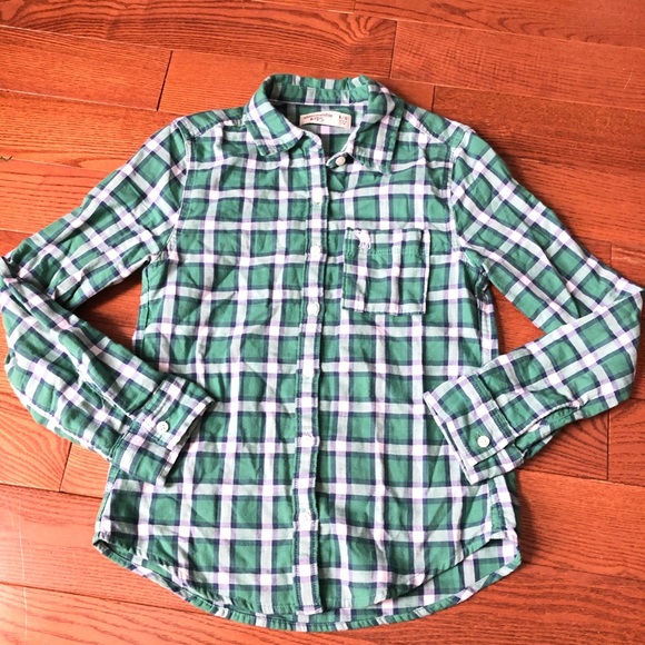 Abercrombie Kids Plaid Button Down Shirt Sz 9/10 - Picture 1 of 4